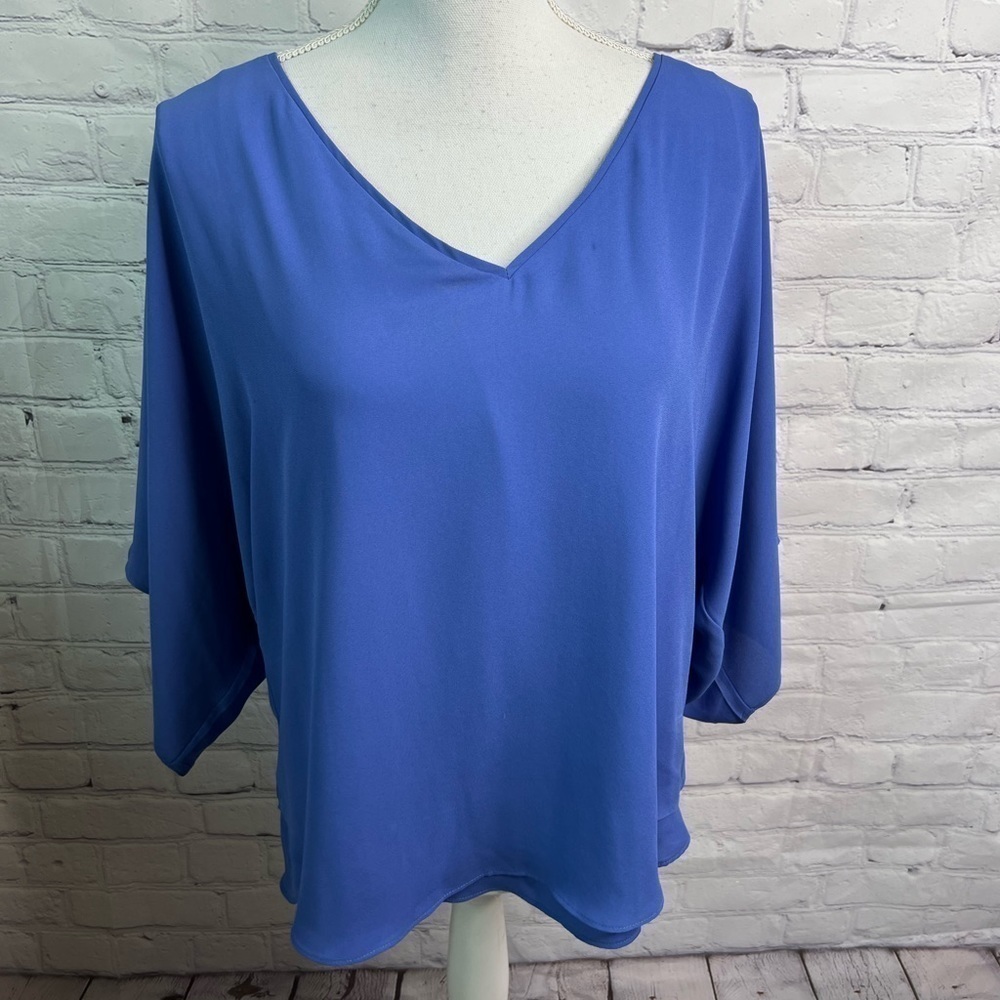 WHBM Blue Layered Top Medium